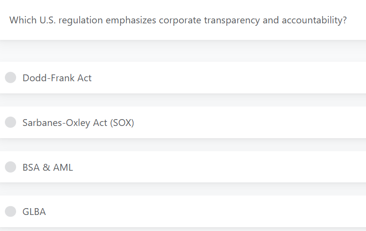 Which U . S . regulation emphasizes corporate