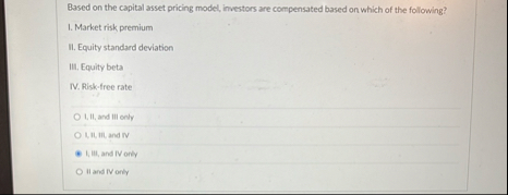 Based on the capital asset pricing model,