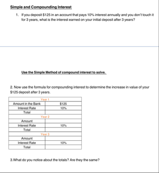 Simple and Compounding Interest If you deposit $