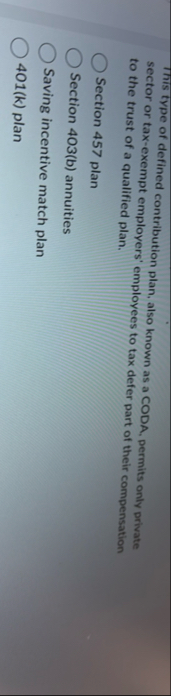 This type of defined contribution plan, also