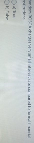 tandom ROSCA charges very small interest rate
