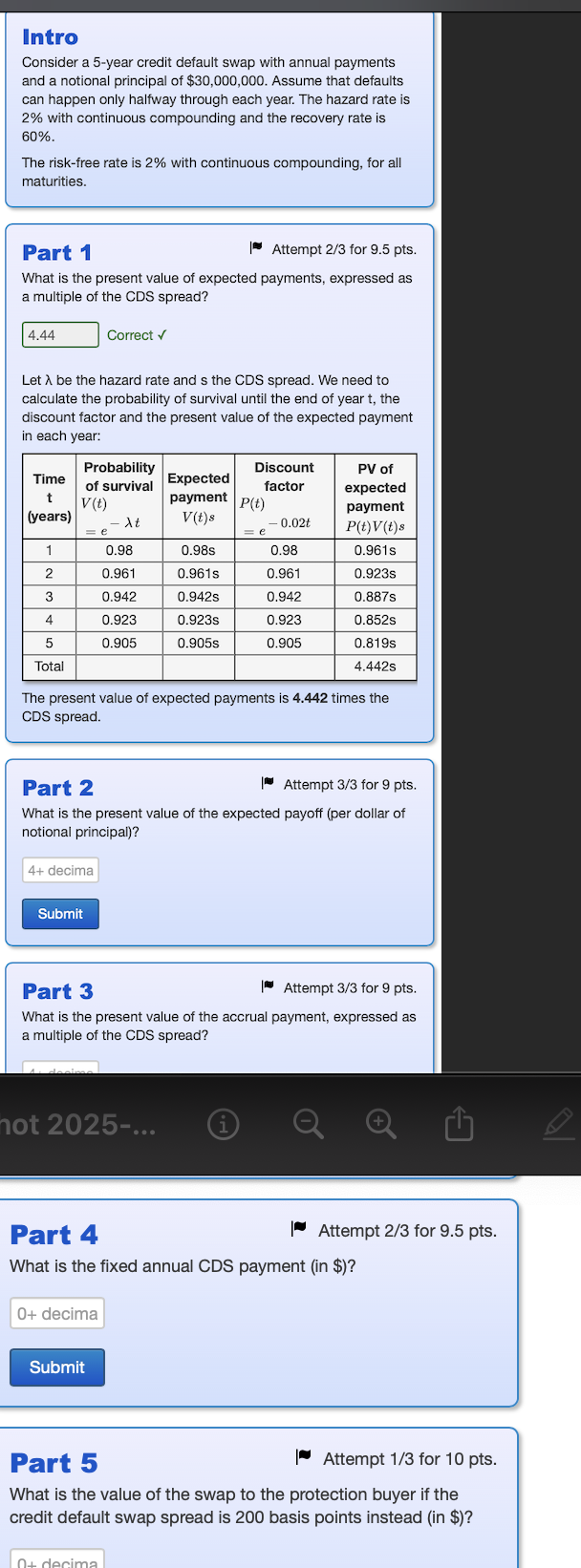 Intro Consider a 5 - year credit default swap