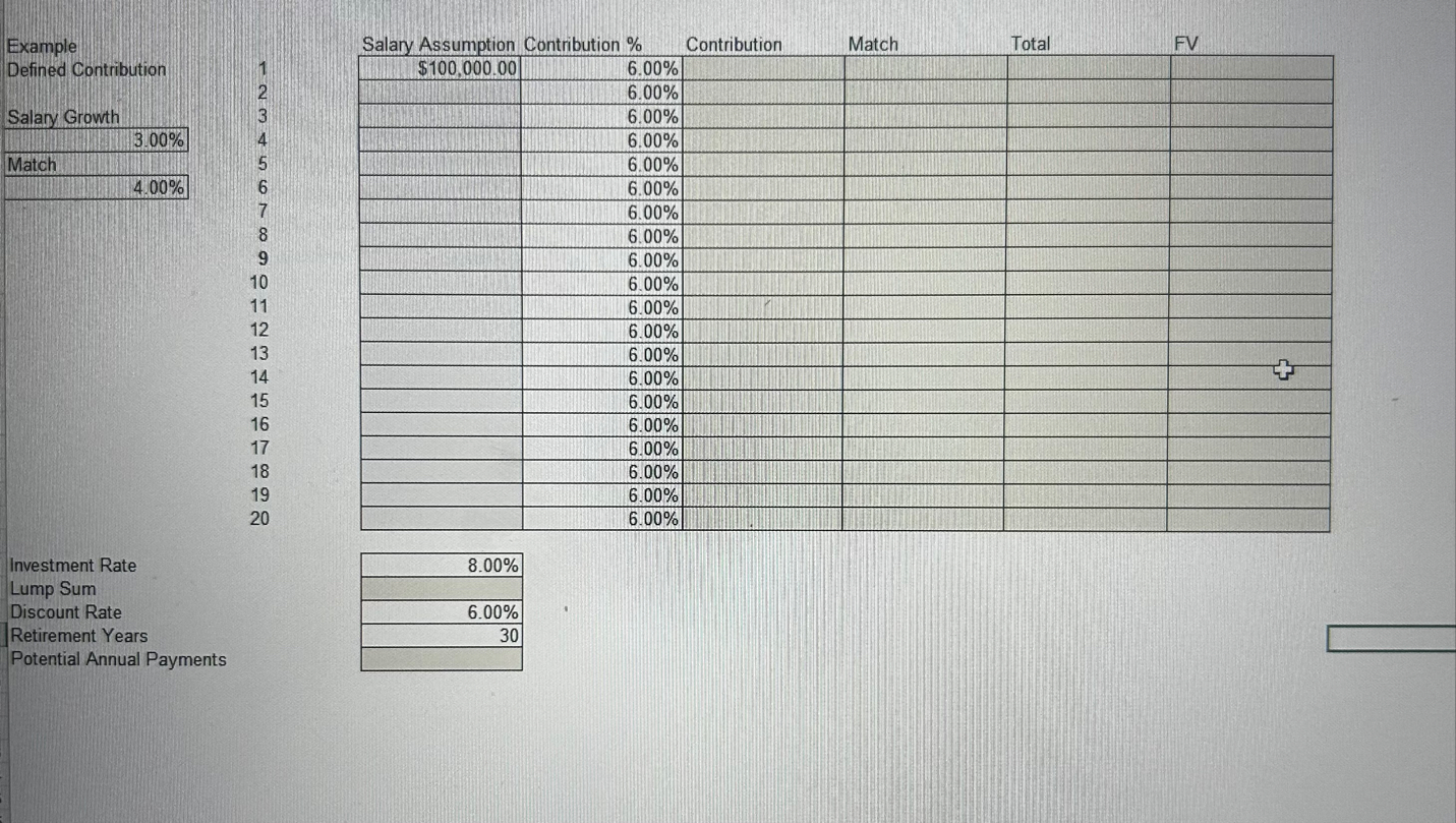 \ table [ [ Example ] , [ Defined Contribution, 1