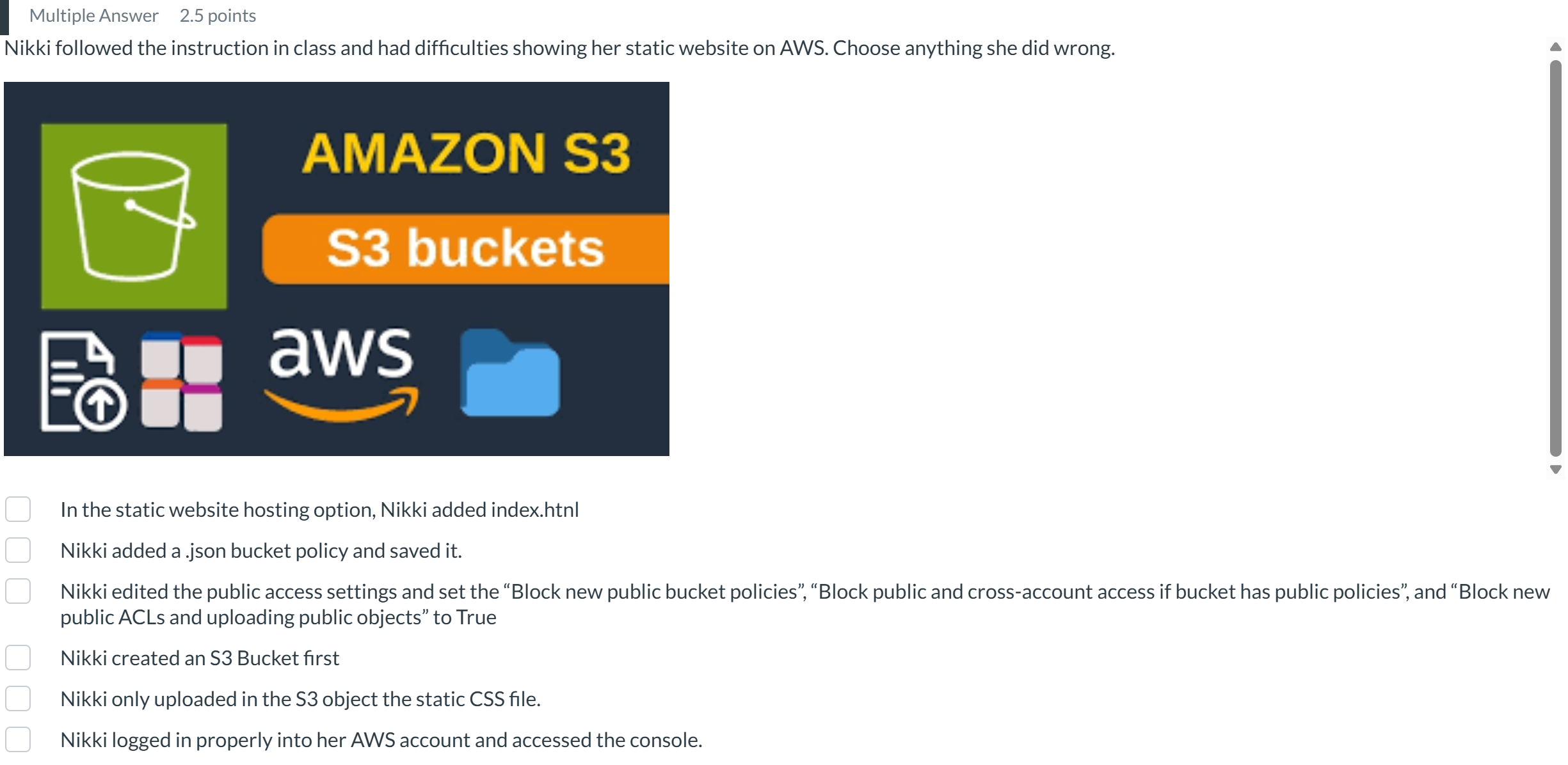 which one is the correct one? Multiple Answer 2.5