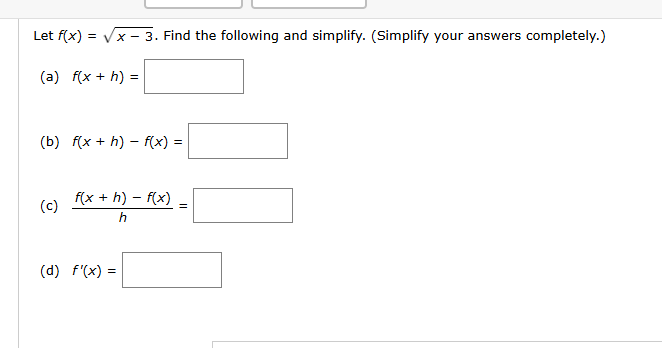 answer this Let f(x) = vx - 3. Find the following