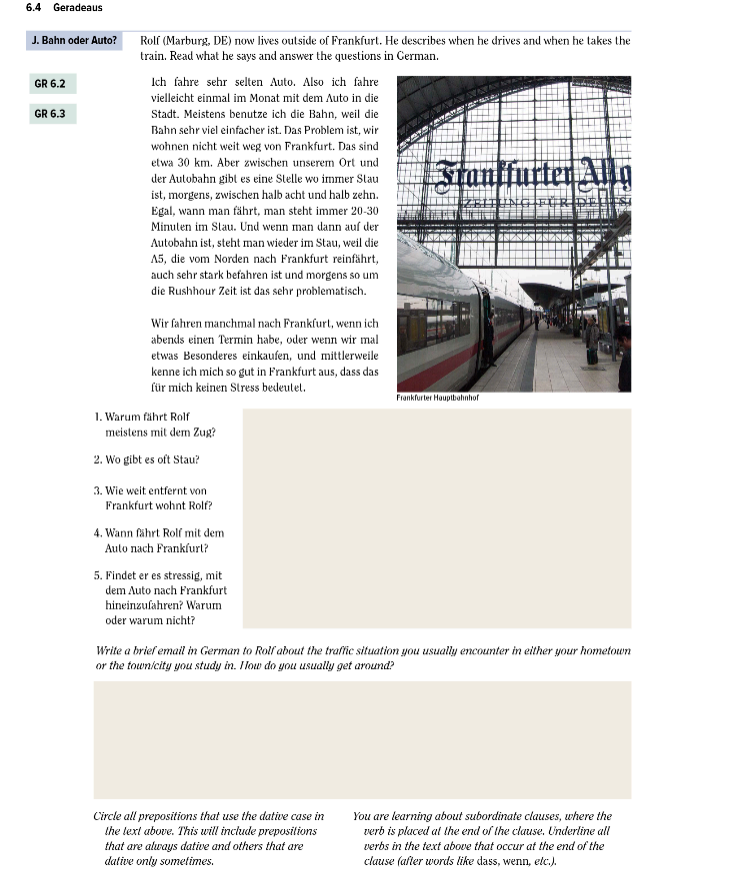 answer this 6.4 Geradeaus J. Bahn oder Auto? Rolf