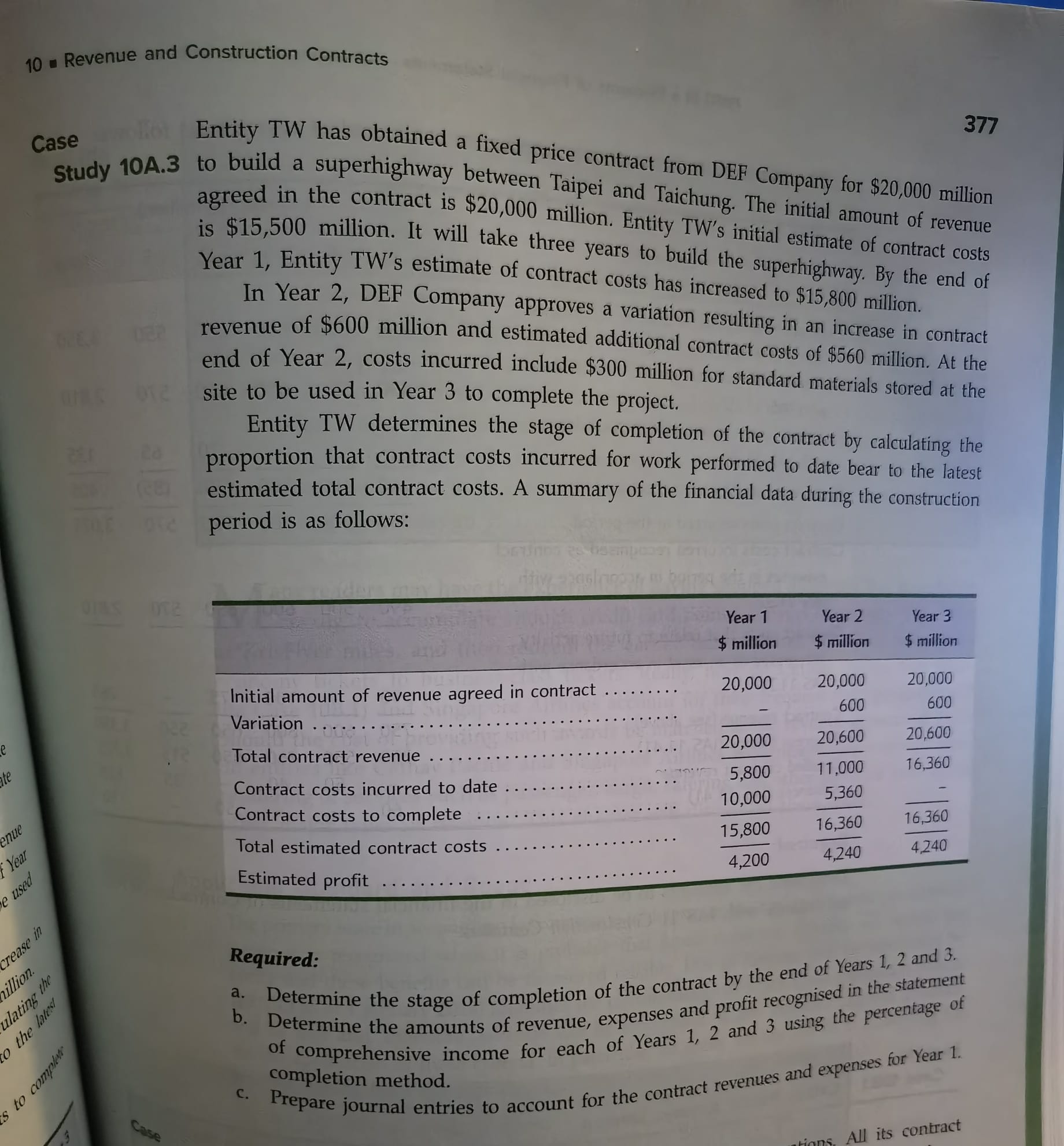 10 . Revenue and Construction Contracts Case 377