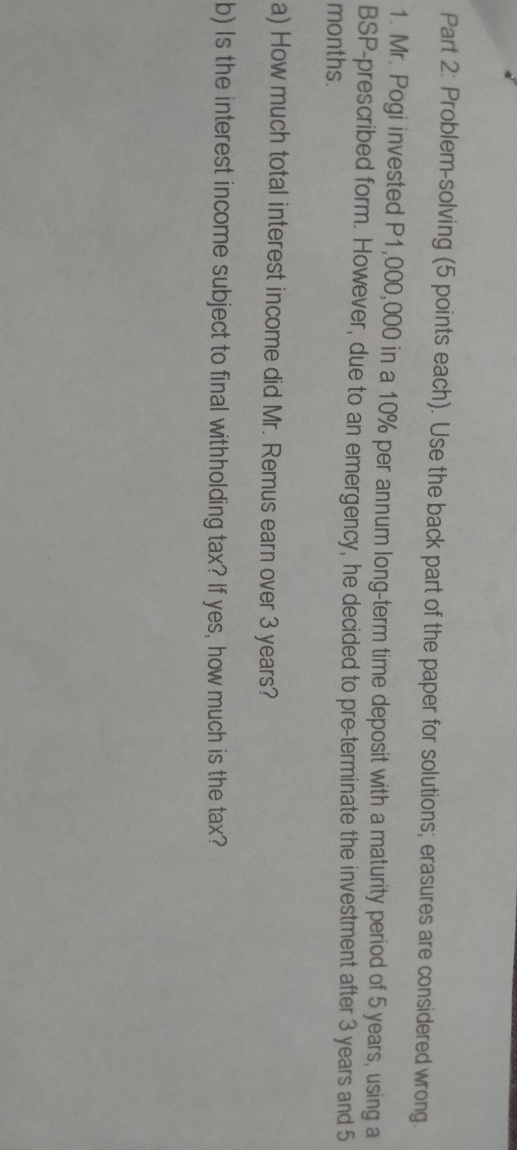 Answer this. Part 2: Problem-solving (5 points