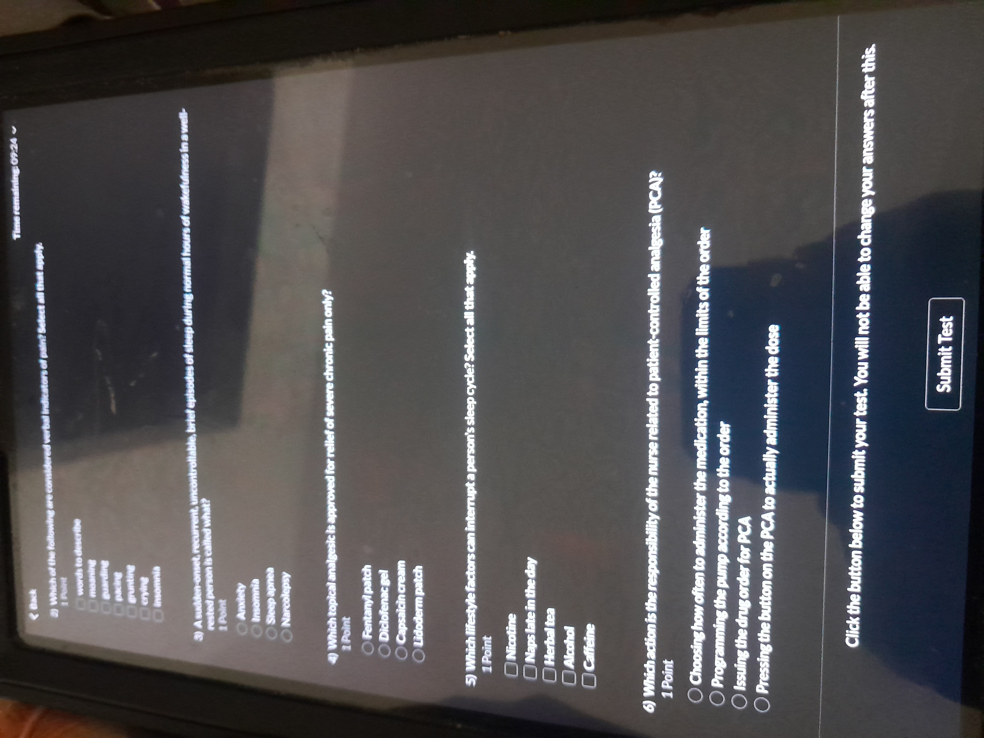 A Time rem ing: 09:24 < Back 2) Which of the