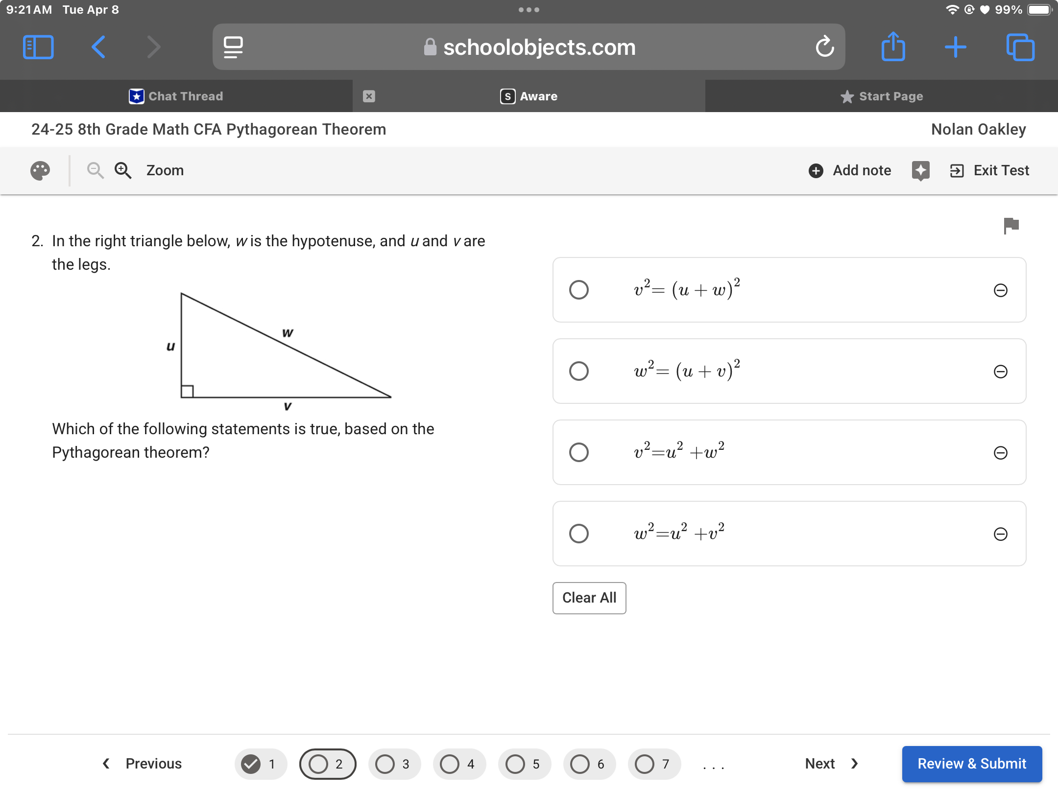 O 9:21AM Tue Apr 8 . . . 99% schoolobjects.com +