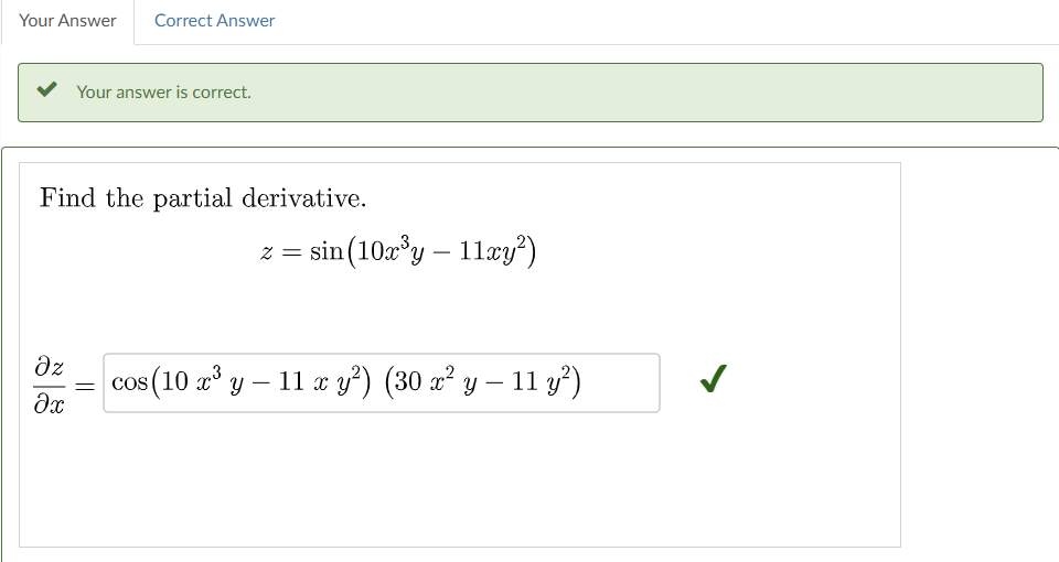 answer this Your Answer Correct Answer V Your