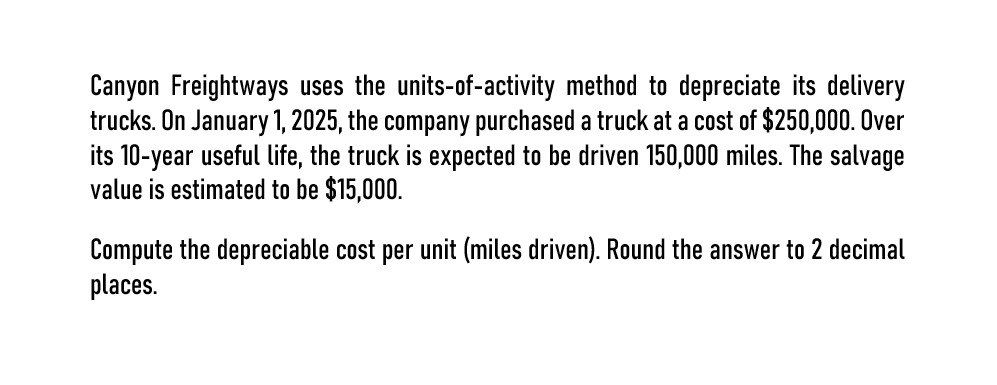 General Accounting Question Canyon Freightways