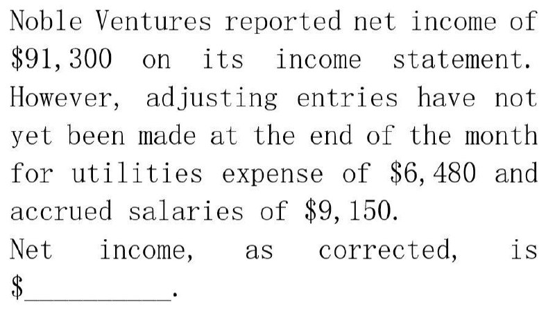 Net income as corrected is ? Noble Ventures