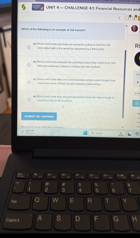 UNIT 4 - CHALLENGE 4 . 1 : Financial Resources