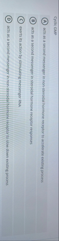 Cyclic GMP acts as a second messenger in non -