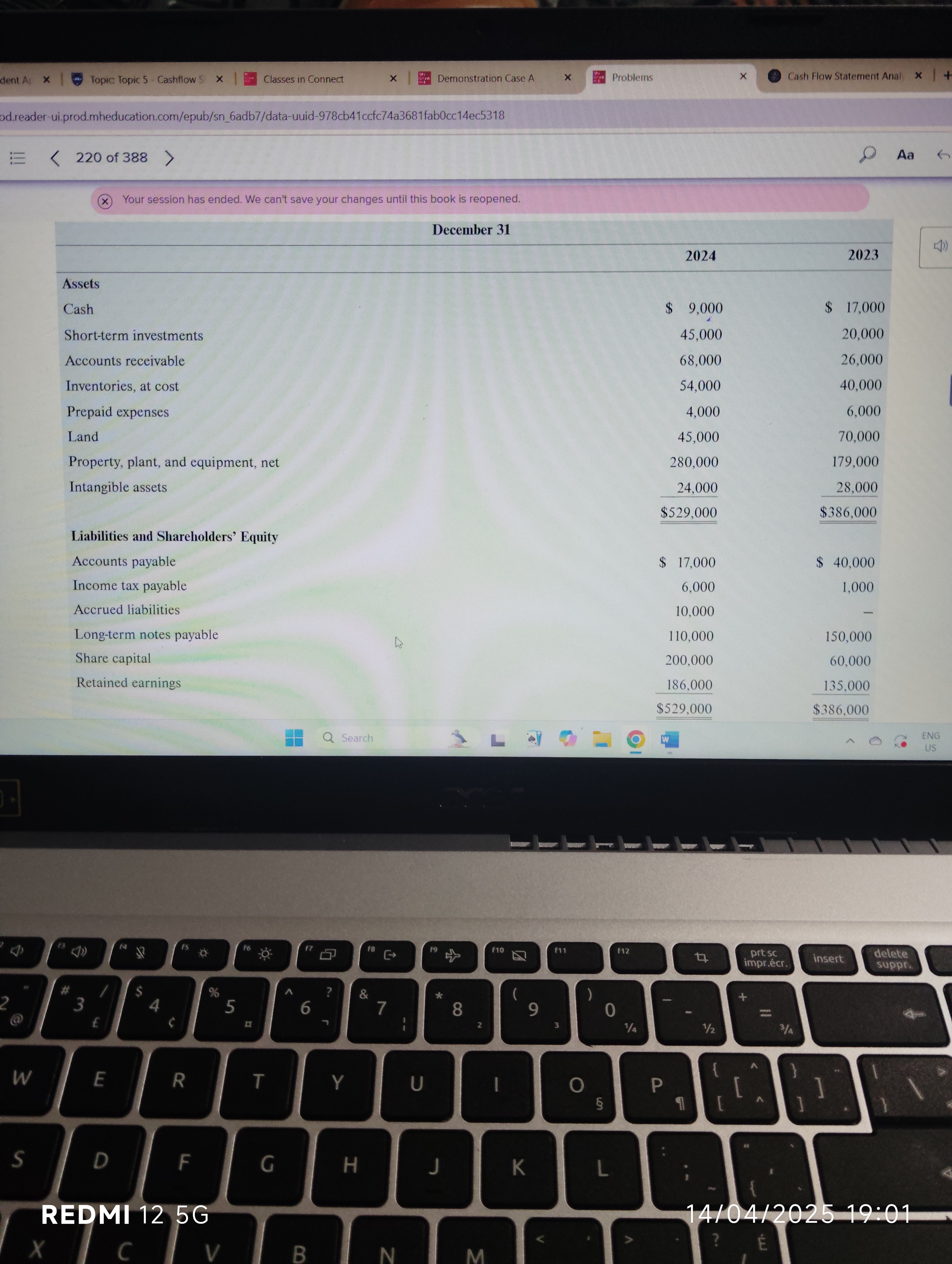 dent A: x | Topic Topic 5 - Cashflow S x |