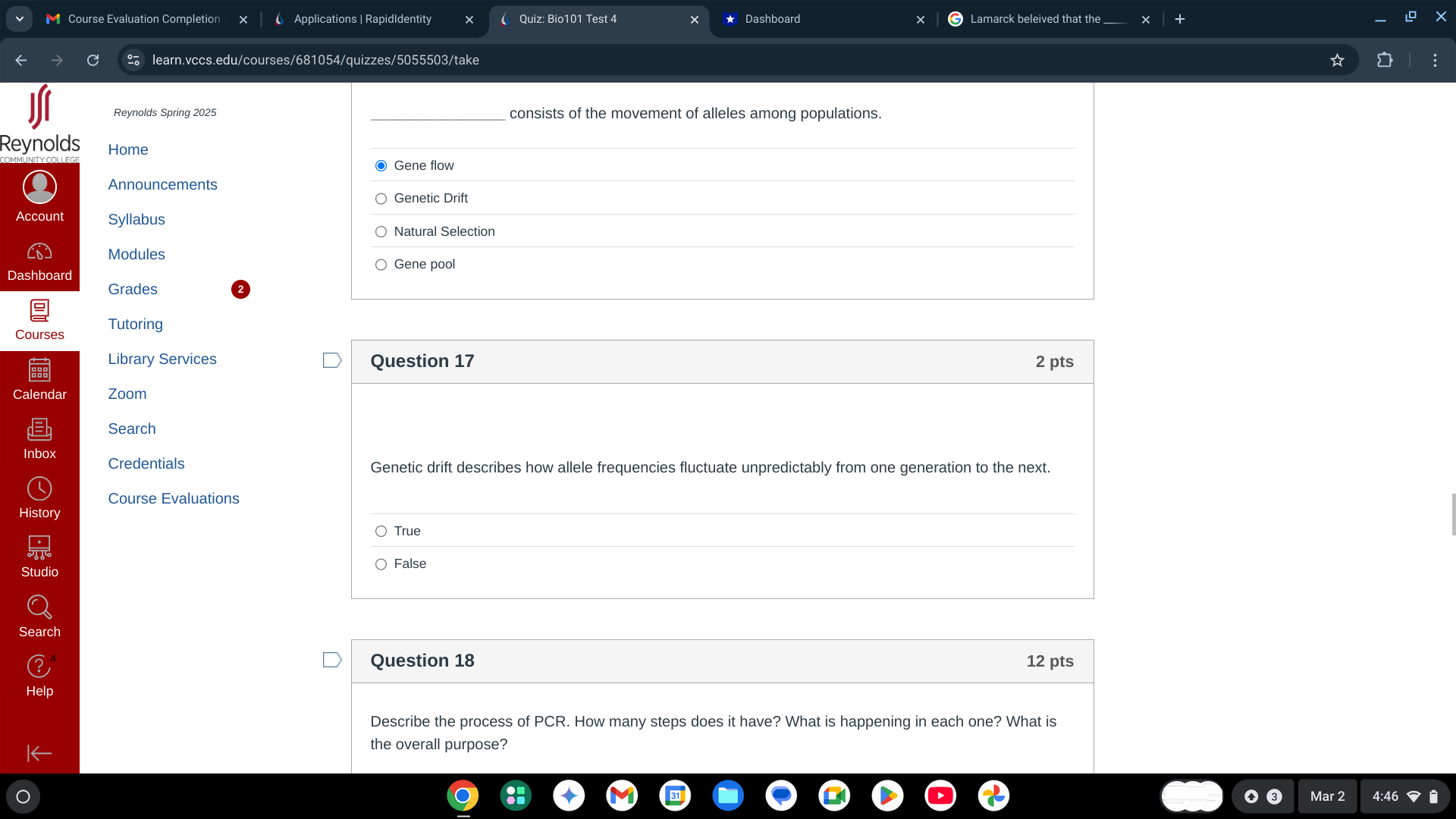 answer #17 V M Course Evaluation Completion - x