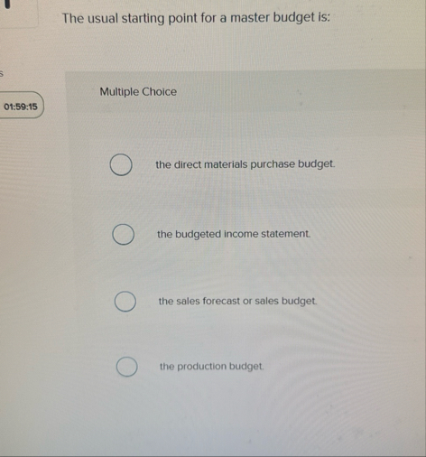 The usual starting point for a master budget is: