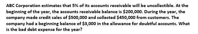 Quick answer of this accounting ABC Corporation
