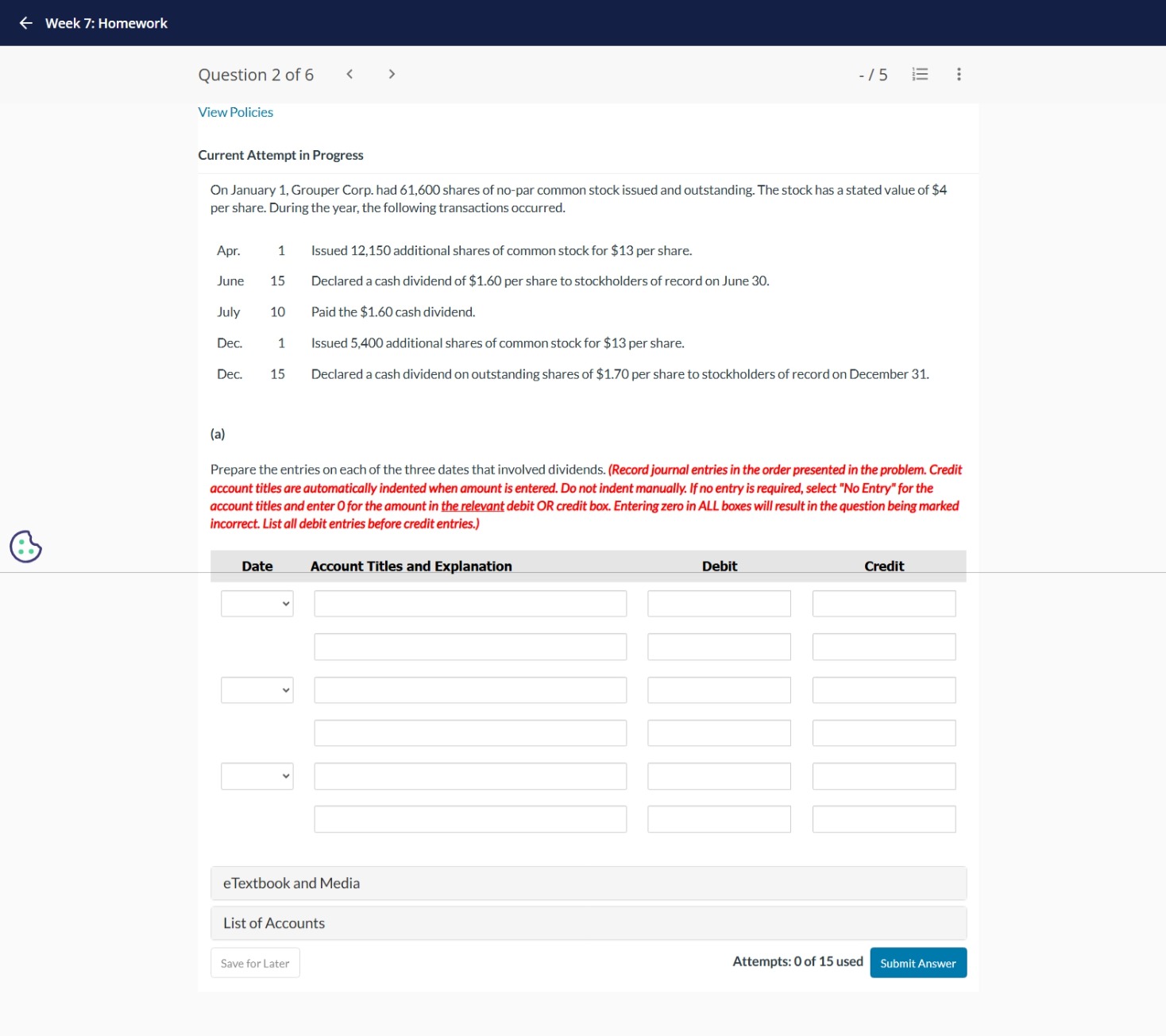 Week 7: Homework Question 2 of 6 <  style=