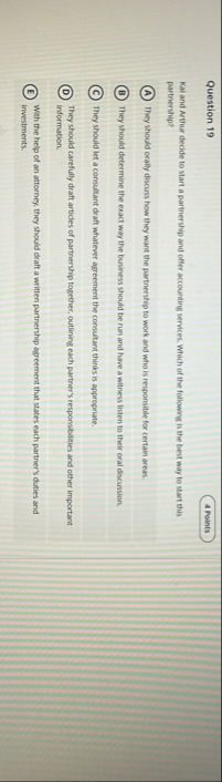 Question 1 9 Kai and Nthur decide to start a