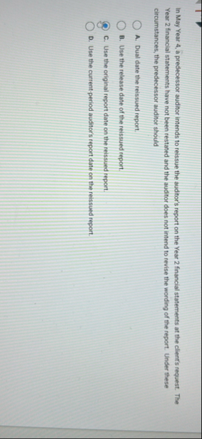 In May Year 4 , a predecessor auditor intends to