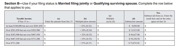 Section B - Use if your filing status is Married