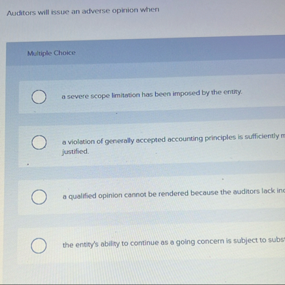 Auditors will issue an adverse opinion when
