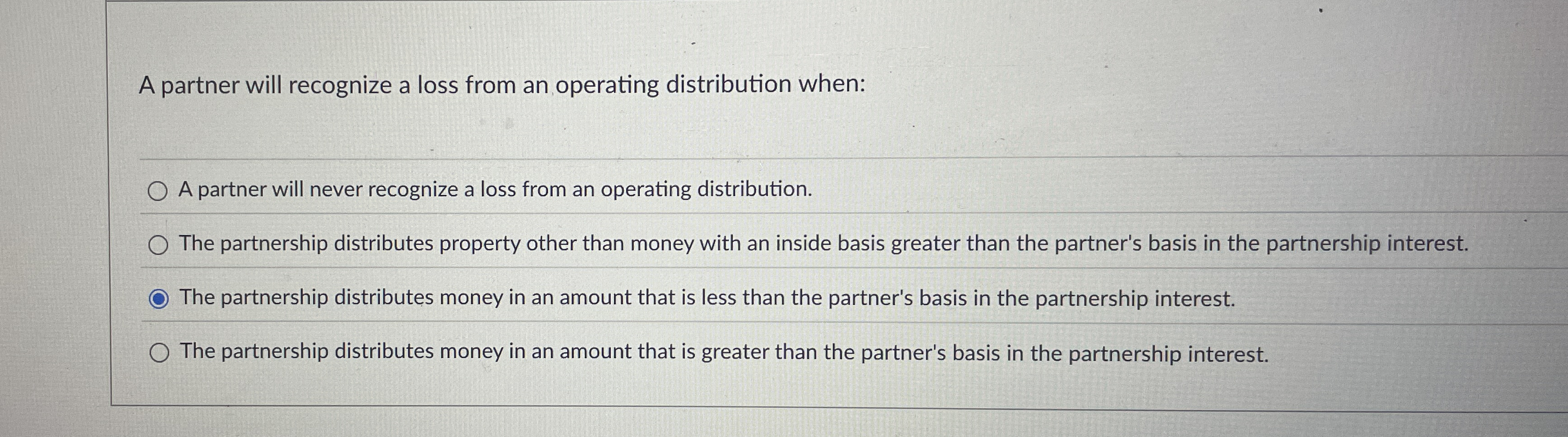 A partner will recognize a loss from an operating