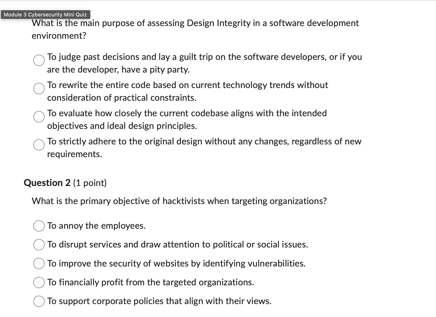 answer this Module 3 Cybersecurity Mini Quiz What