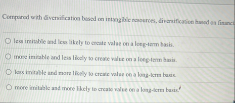 Compared with diversification based on intangible