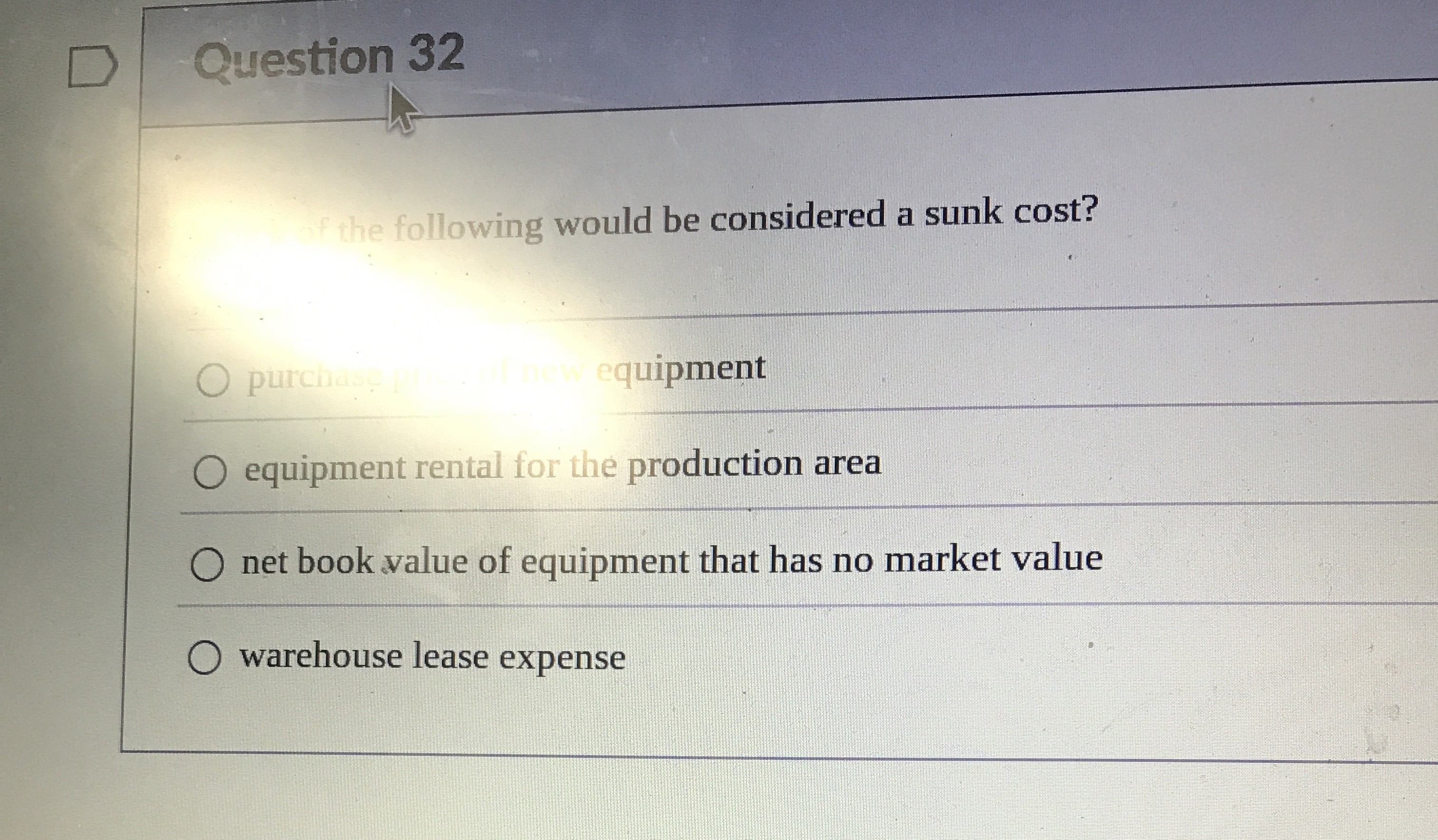 Question 3 2 The following would be considered a