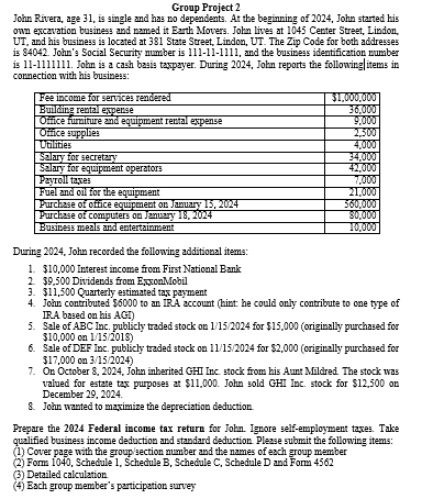 Group Project 2 John Rivera, age 3 1 , is aingle