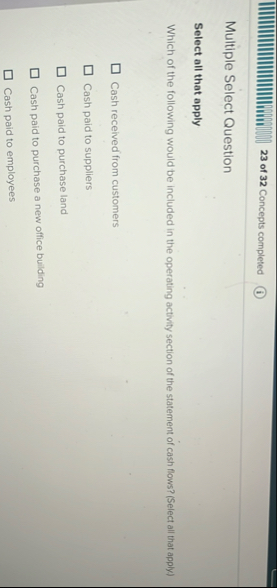 2 3 of 3 2 Concepts completed Multiple Select