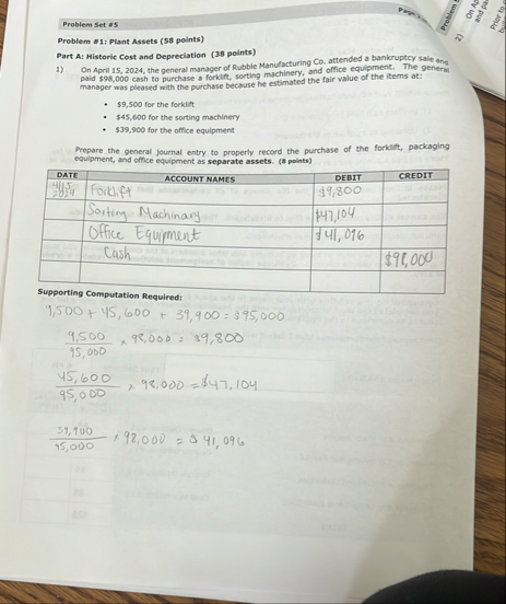Problem Set as Problem III: Plant Assets ( 5 8