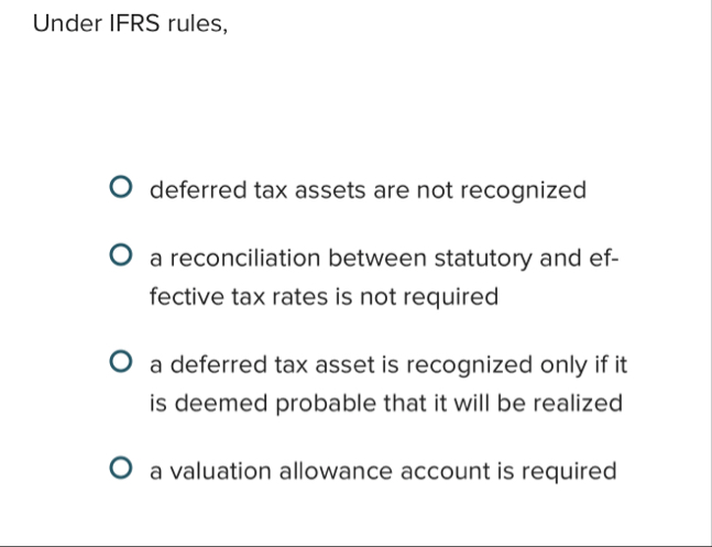 Under IFRS rules, deferred tax assets are not