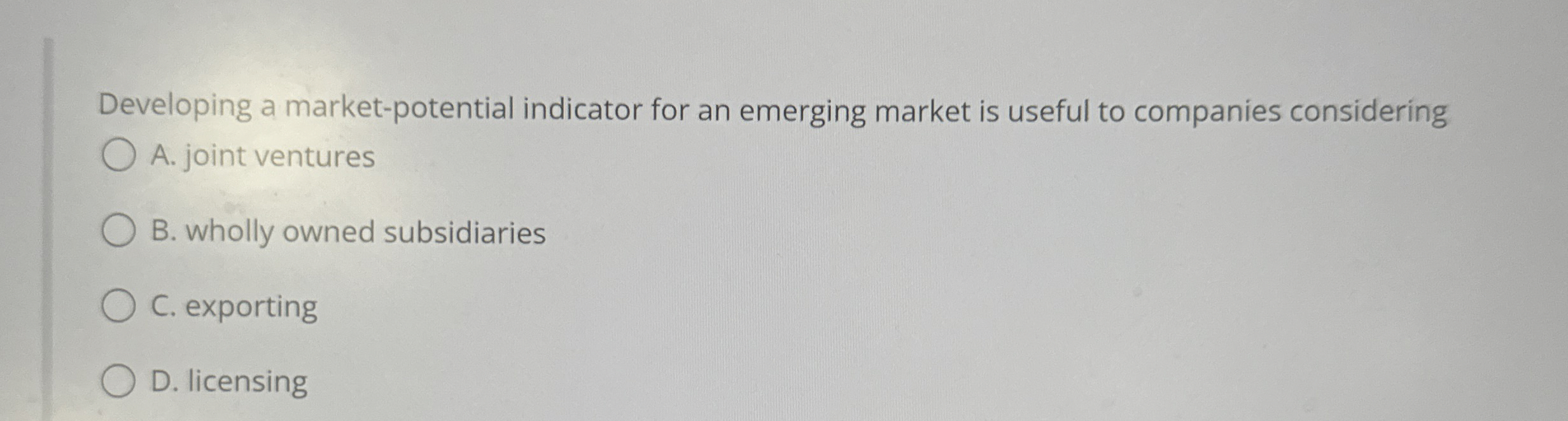 Developing a market - potential indicator for an