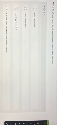 Which of the following classes of stock is not