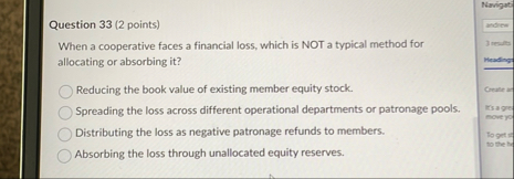 Question 3 3 ( 2 points ) When a cooperative