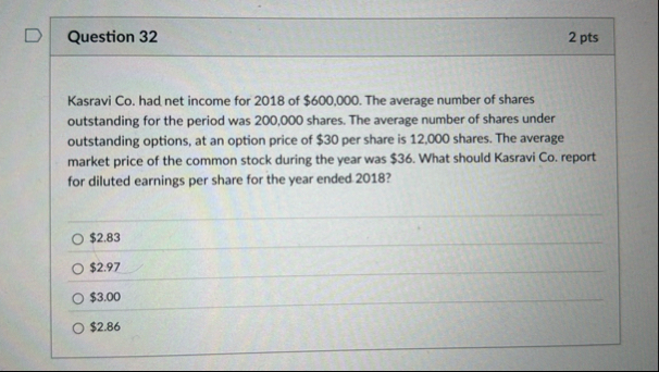 Question 3 2 2 pts Kasravi Co . had net income
