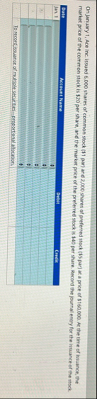 On january 1 , Ace inc, issued 6 , 0 0 0 shares