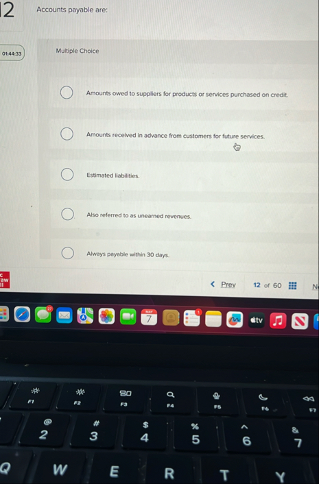 2 Accounts payable are: 0 1 : 4 4 : 3 3 Multiple