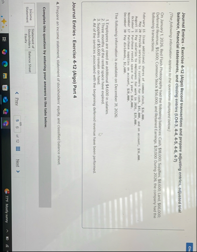 Journal Entries - Exercise 4 - 1 2 ( Algo )