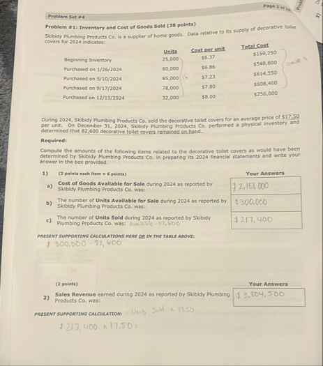 Problem Set , 3 4 Problem #nt Inventory and Cost