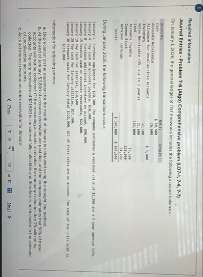 1 Required information Journal Entries - Problem