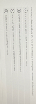 An employee is completing a W - 4 form on their