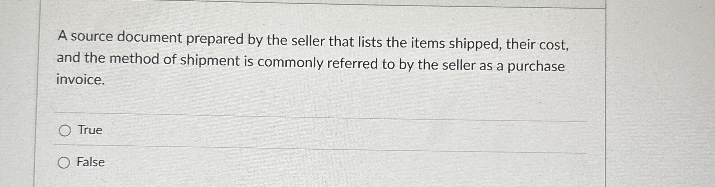A source document prepared by the seller that
