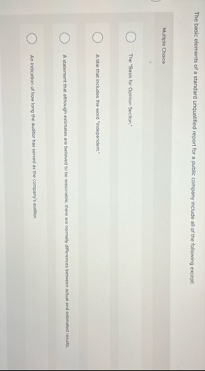 The basic elements of a standard unqualified