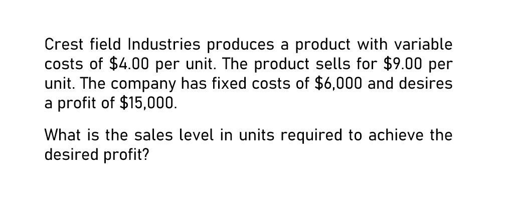 General Accounting Question Crest field