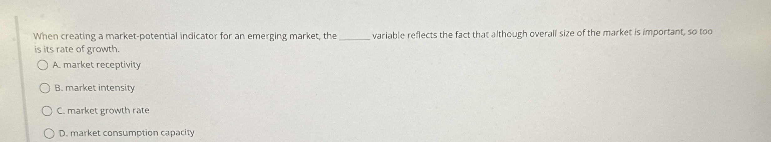 When creating a market - potential indicator for